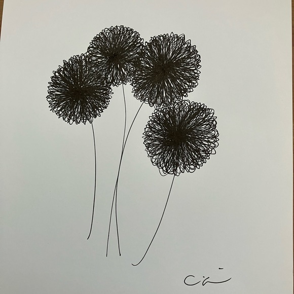 New Original Signed Artwork Ink on Paper Set of 3 Botanical Drawings - Picture 4 of 7